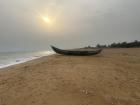 The coast during the harmattan, the sky is quite dark and dusty