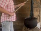 Here I am dying the fabric in a huge caldron, the entire process requires no electricity!