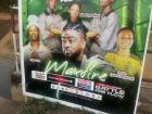 Concerts for musicians are advertised on the street with signs like this one