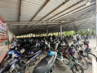 The bike garage at my school—many students arrive by motorbike or are picked up by their parents outside