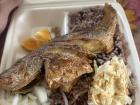 Fish lunch with an orange lime! 