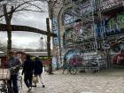 Gate upon entering Christiania. There is another exit gate which reads "you are now entering the EU"