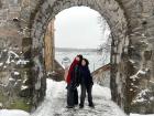 My roommate Amaia at I at a fort in Norway 