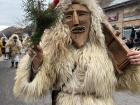 People dressed up in furry costumes and wooden masks, parading around the city of Mohács.