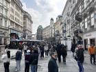 This is the city center of Vienna, filled with all kinds of stores and restaurants that you could think of.