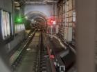 A subway tunnel as seen from the front of the MRT