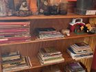 The bookshelves in her house