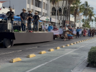 A band playing during a parade in La Paz