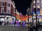 Chinatown where they have beautiful lanterns and awesome food!