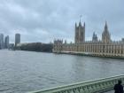 The Thames River right by Big Ben which all buses pass by