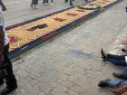 An alfombra made by the local volunteer firefighters