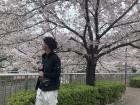 Candid photo with cherry blossoms