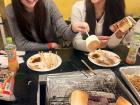 Making s'mores with some Japanese friends I met in the International サークル(circle)