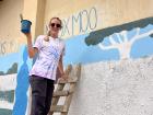 Working on a mural to promote the importance of clean water
