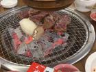 Watching the meat cook right in front of us is half the fun of eating Korean BBQ!