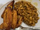 Fried plantains and beans