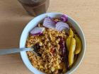 Egg fried rice I made with red onions on top