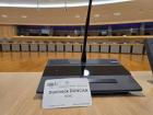 Name badge at a seat in the Schuman Rooom