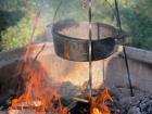 Once we got back to camp it was time to cook, and prepare the food we found. Cooking around a fire pit is one of my favorite things!
