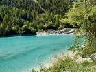 Arriving at an alpine lake