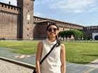 Facade of the medieval Castello Sforzesco (Sforza Castle) in Milan. 