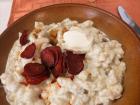 Bryndzové halušky with sausage and sour cream!