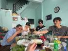 Handmade spring rolls and hot pot with my host family!