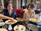 When my mom came to visit me last month, we made sure to try Austrian cuisine! Here we are eating Goulash and Serviettenknödel (dumplings made from steamed bread) 