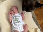 My sisters baby in the "somebody in Colombia love me" onesie I got her before I left