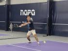 Here's me taking a swipe at the ball. It's unclear if I made it over the net