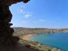 This was the view from inside Tal-Mixta Cave in Gozo. The bright blue water and huge view honestly did not look real in person!