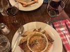 My favorite appetizer, an oeuf cocotte. It's an egg baked in cream paired with crunchy bread to dip into it!