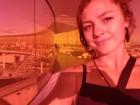 Visiting the art museum in Aarhus, which has a rainbow circle made of glass