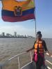 Cruising on a boat with the Ecuadorian flag (La bandera)!